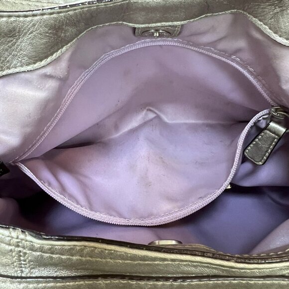 Coach Vintage Silver Soft Leather Satchel Purse Bag with Double Handle - Picture 9 of 12